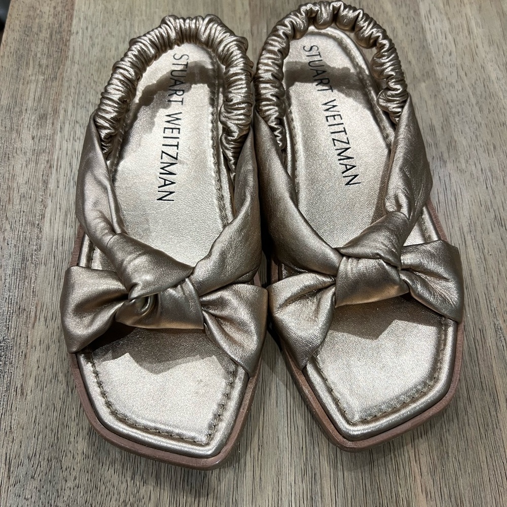 Stuart Weitzman Gold Playa Knot Sandals